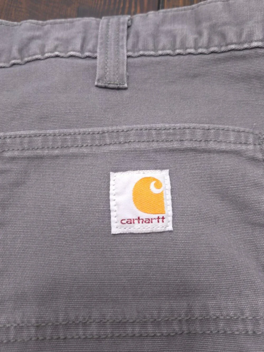 Carhartt Shorts Mens 36 Gray Relaxed Fit Carpenter Canvas Logo Work 9